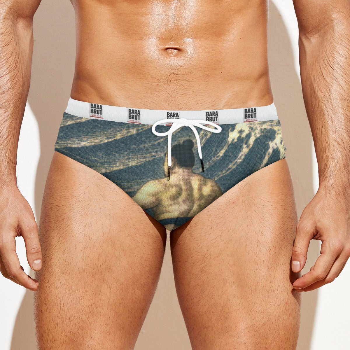 Bara Manga Swim Briefs – Japanese Wave Art Men’s Swimwear | Ukiyo-e Inspired Sumo Boat Design